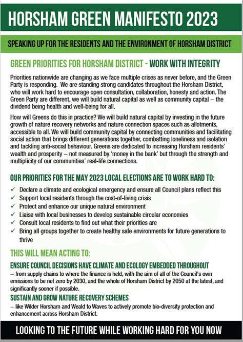 Local Party Manifesto Midsussex And Crawley Green Party