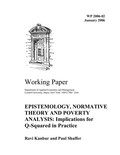 Working Paper Epistemology Normative Theory And Poverty Analysis