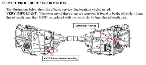 Front Differential Fill Plug Subaru Forester Owners