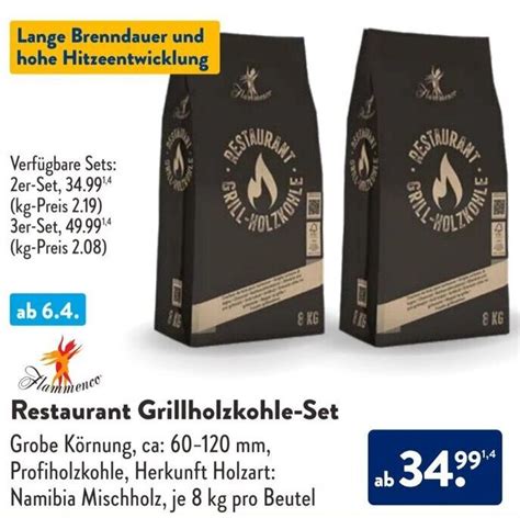 Flammenco Restaurant Grillholzkohle Set Angebot Bei Aldi S D