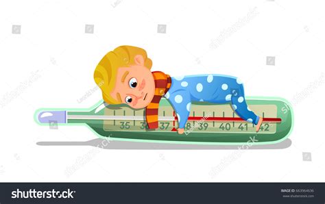 Sick Child Boy Hugs Thermometer Embrace Stock Vector (Royalty Free ...