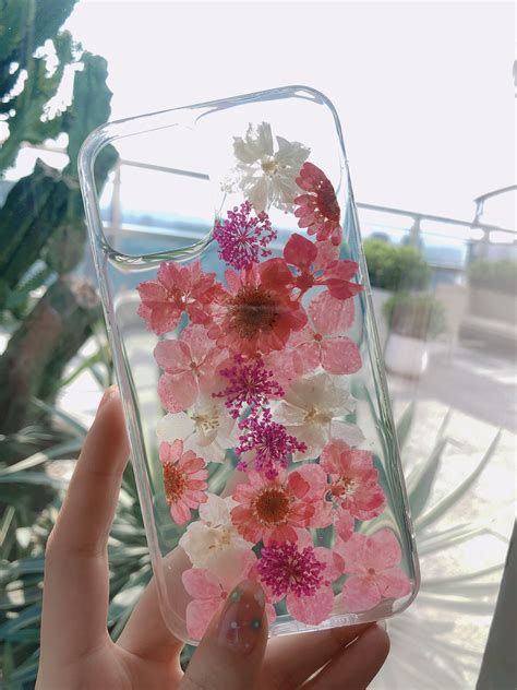 Echte Gepresste Getrocknete Blumen Handyhülle Für Iphone 12 11 Etsy De