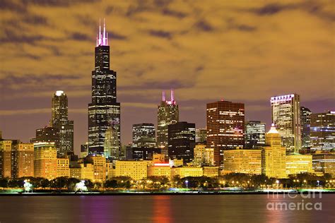 Chicago Skyline at Night Photograph by Paul Velgos | Pixels