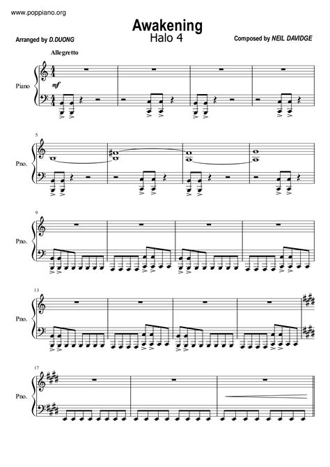 Neil Davidge Halo 4 Awakening Sheet Music Pdf Free Score Download ★