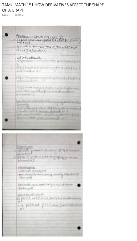 SOLUTION Tamu Math 151 How Derivatives Affect The Shape Of A Graph