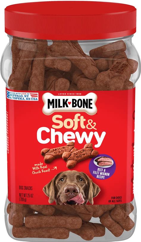 Milk Bone Soft And Chewy Beef And Filet Mignon Recipe Dog Treats 25 Oz Tub