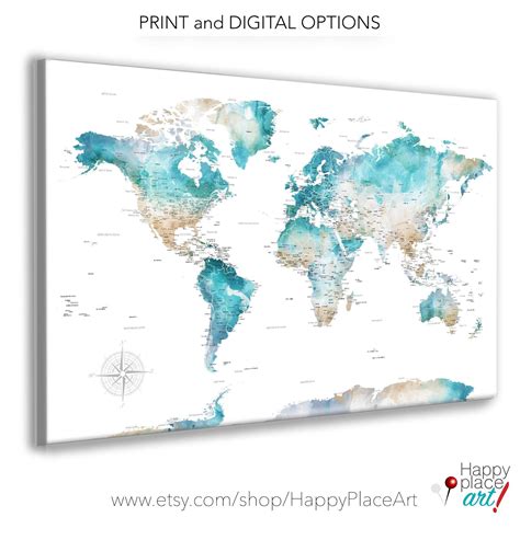 World Map Poster,Push Pin Map Poster,Push Pin World Map,World Map ...