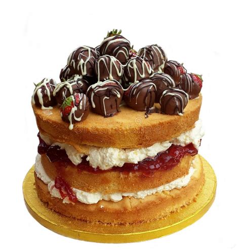 Naked Cake With Chocolate Strawberries Stock Photo Image Of Chocolate Cake 98995634