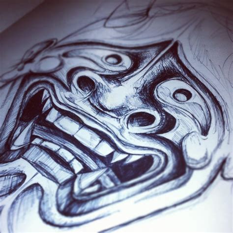 Japanese Oni Mask Drawing at PaintingValley.com | Explore collection of ...