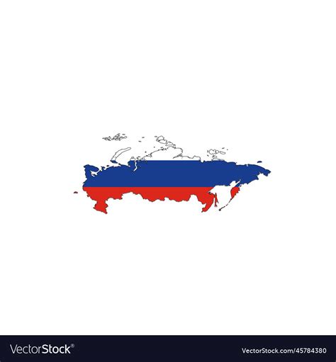 Russia National Flag In A Shape Of Country Map Vector Image