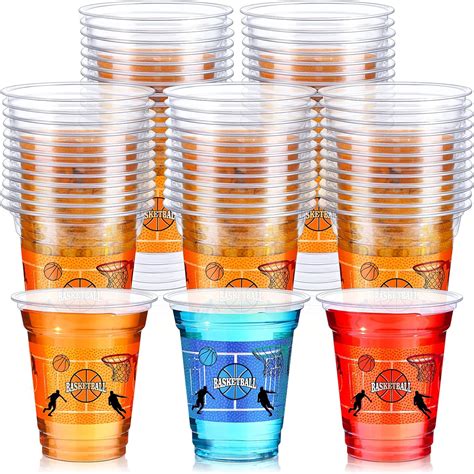 60 Pcs Basketball Party Plastic Disposable Cups Basketball