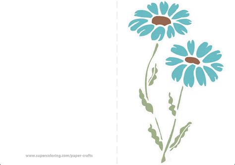 Card With Blue Flowers Free Printable Papercraft Templates