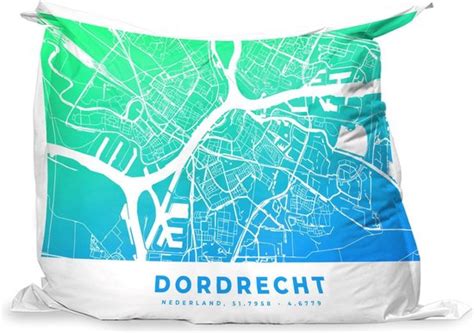 PillowMonkey Zitzak Stadskaart Dordrecht Blauw Groen 140x100