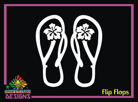 Flip Flops With Flower Vinyl Decal