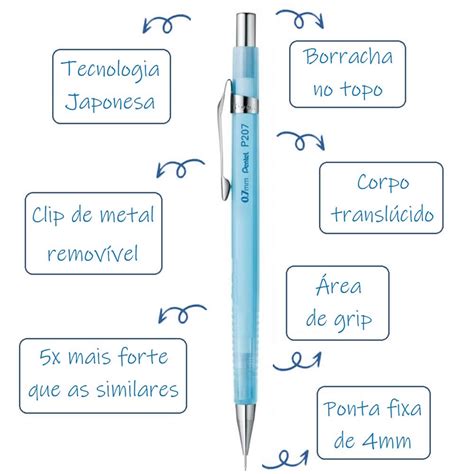 Lapiseira Sharp P207 Clena 0 7mm Pentel