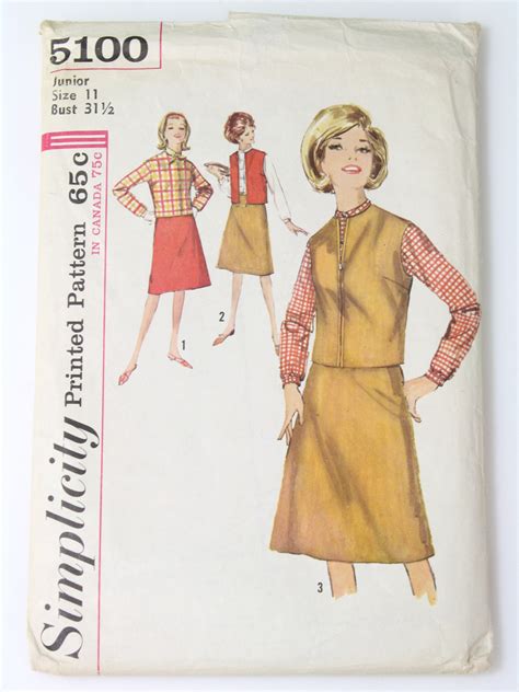 1960 S Sewing Pattern Simplicity Pattern No 5100 60s Simplicity