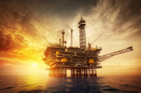 Premium AI Image Offshore Drilling Rig At Sea Oil And Gas Industry