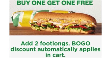 Bogo Footlongs At Subway Julies Freebies