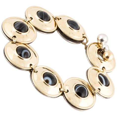 Tiffany And Co Paloma Picasso Agate Silver And 18k Gold Bracelet For Sale At 1stdibs Paloma