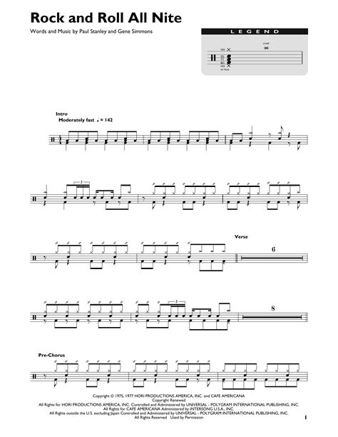 Rock And Roll All Nite By KISS Sheet Music For Drum Chart At Sheet