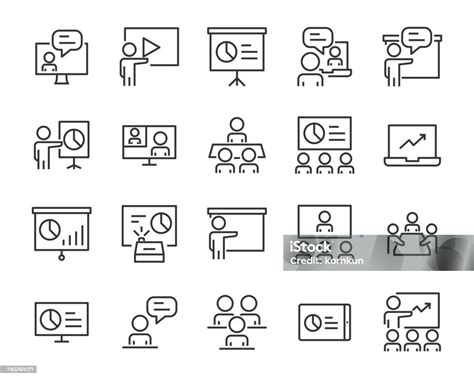 교육 아이콘 교육 세미나 프리젠 테이션 토론의 집합 경영자에 대한 스톡 벡터 아트 및 기타 이미지 경영자 계획 교습
