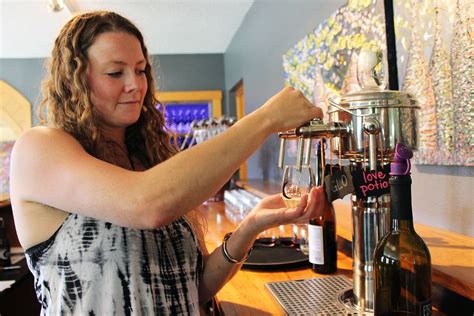 Prairie Moon Winery Sales Account Manager Amanda Dehne Fills A Glass