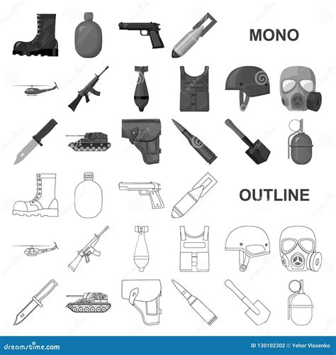 Army And Armament Monochrom Icons In Set Collection For Design Weapons