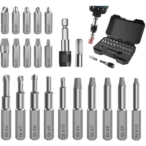 22pcs Extracteur de Vis Cassé Extracteur de Vis Endommagées avec Porte