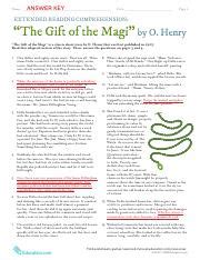 Extended Reading Comprehension The Gift Of The Magi Answer Key
