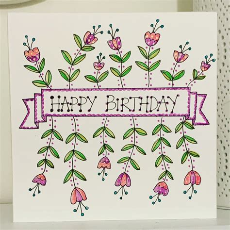 Happy Birthday Doodle Card - Folksy