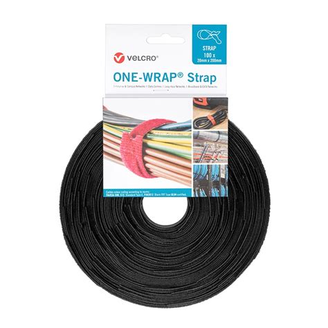 Velcro® Brand One Wrap® Straps 20mm X 200mm 100pcs Cord Organization Ties Black Europe