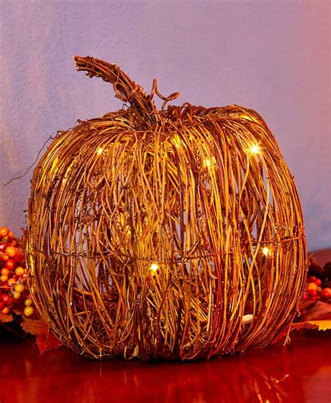 Harvest Season Grapevine Pumpkin Large Lighted Autumn Home Decoration