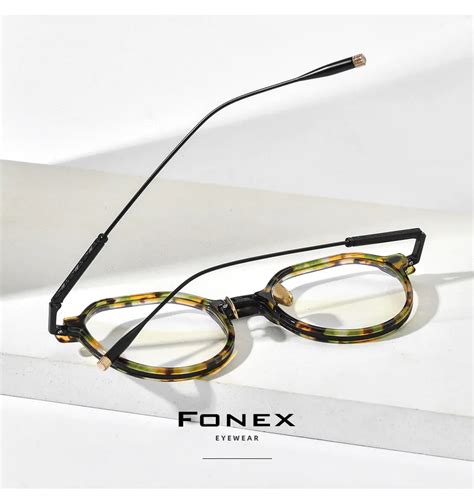 FONEX Acetate Titanium Glasses Frame Men Vintage Square Eyeglasses