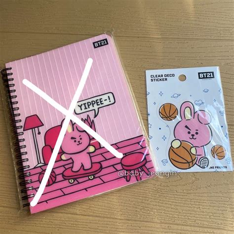 Bt Cooky A Notebook And Clear Deco Sticker Official Merch Hobbies