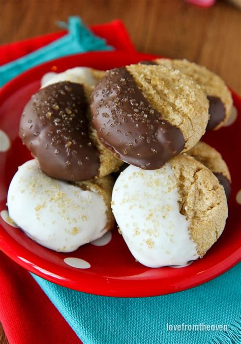 Chocolate Dipped Peanut Butter Cookies • Love From The Oven