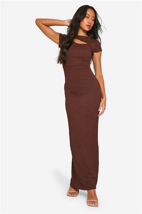 Textured Cut Out Maxi Dress Boohoo Uk