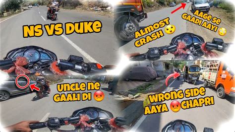 Ns Vs Duke Drag Race Aaj To Crash Ho Jaata Truck Wale Ke Sath