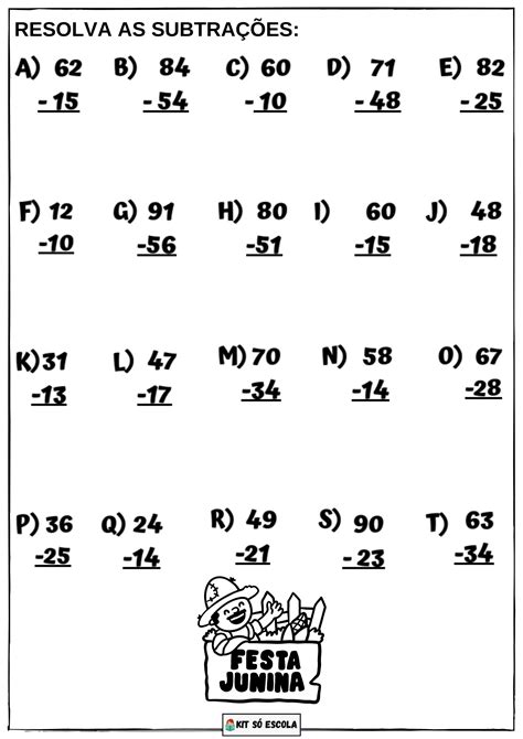 Atividades De Subtracao Para Imprimir So Escola Images