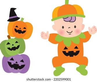 Cute Baby Dressed Halloween Costumes Stock Vector (Royalty Free ...