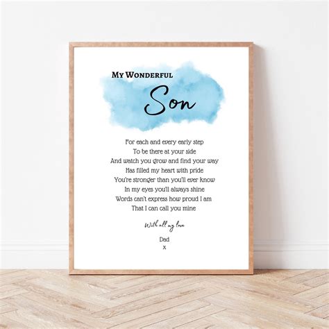 Son Poem Print Son Graduation, Birthday Gifts Unframed - Etsy