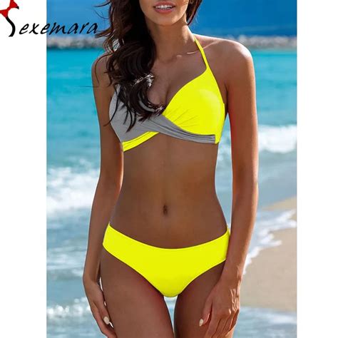 Explosion Models Tankini Trajes De Ba O Mujeres Halter Bikini Sexy