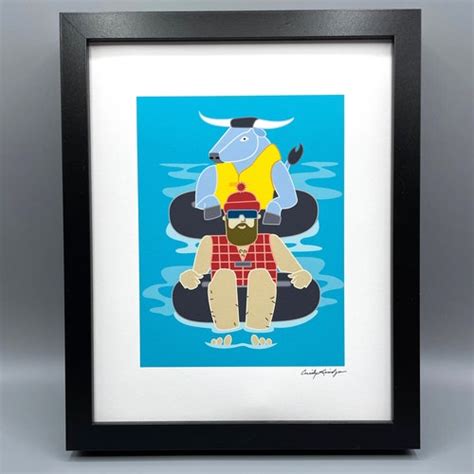 Paul Bunyan And Babe Blue Ox Campfire Roasting Marshmallows Etsy