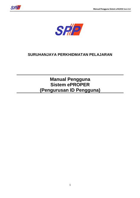 PDF Manual Pengguna Sistem EPROPER Pengurusan ID Pengguna Contoh