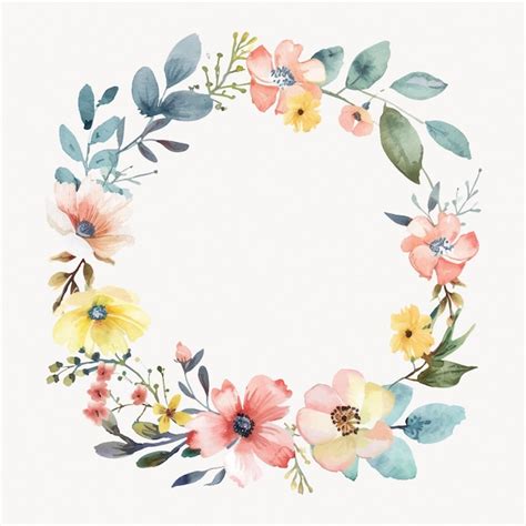 Delicate Watercolor Floral Wreath Premium AI Generated Vector