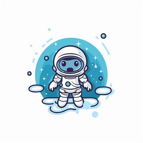 Astronauta En El Espacio Exterior Ilustración Vectorial Linda Vector Premium