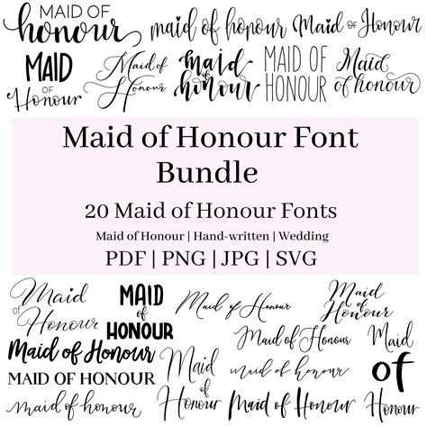 Maid Of Honour Font Bundle Font Svg Bundle Bundle Wedding Svg