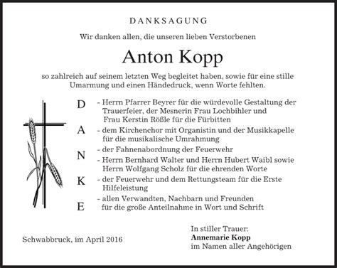 Traueranzeigen Von Anton Kopp Trauer Merkur De