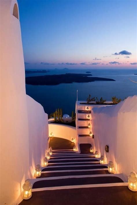 Lantern Stairs Santorini Greece Beautiful Places Places To Travel