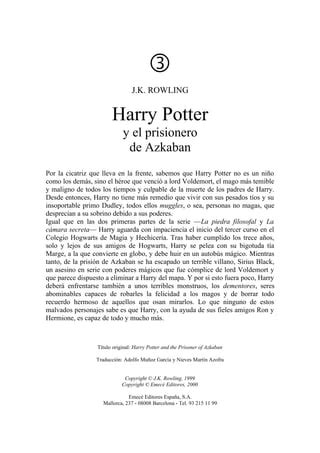 3 Harry Potter Y El Prisionero De Azkaban PDF