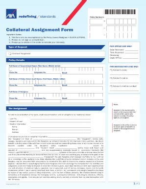 Collateral Assignment Form AXA Axa Fill And Sign Printable